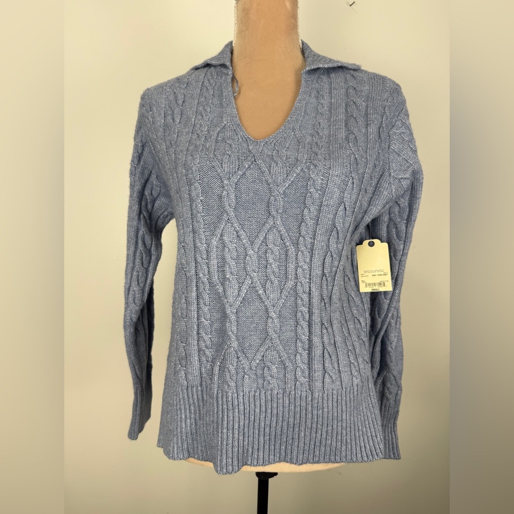 St. John's Bay Cable Knit Scoop Neck Sweater - Light Blue